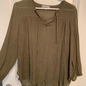 Green Peasant Top